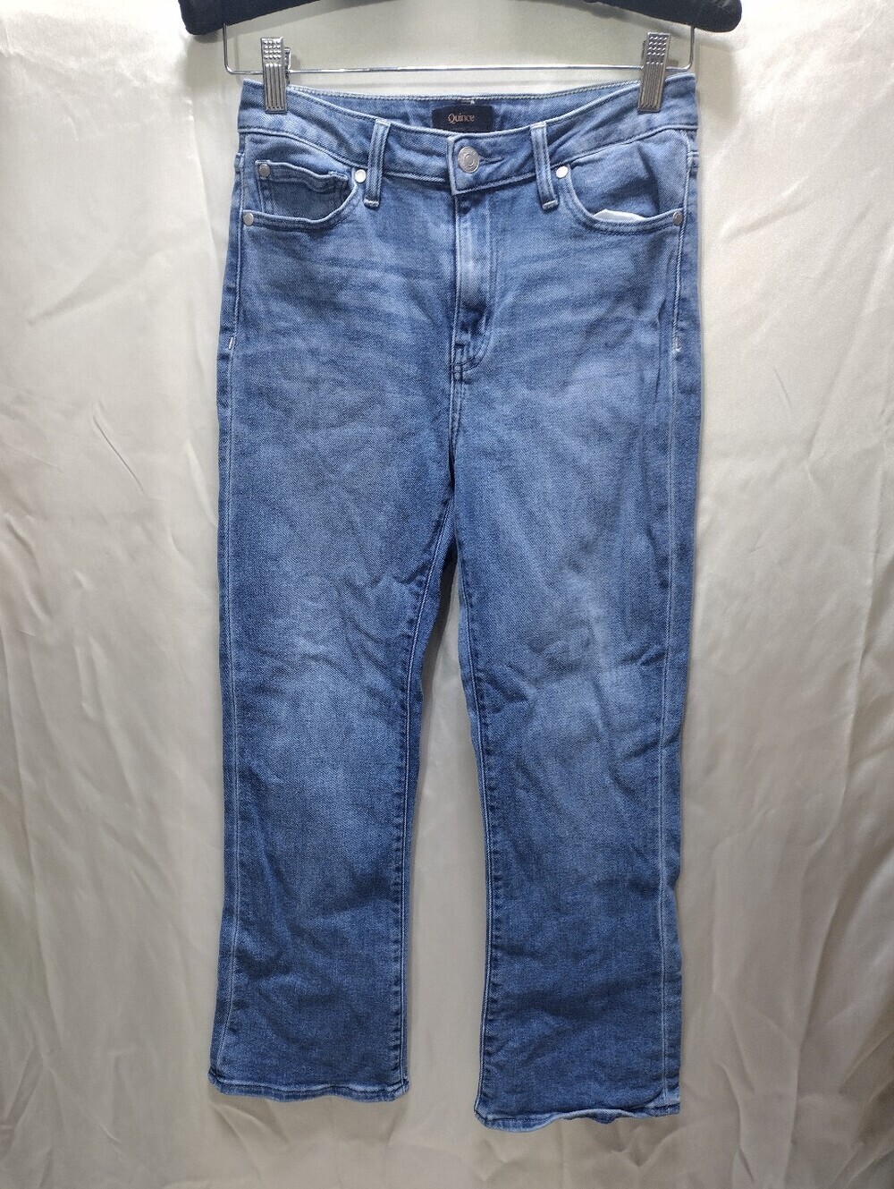 Quince High Rise Kick Flare Jeans Womens Organic Cotton Stretch Seaside Blue 26